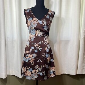 Floral Brown Sleeveless Dress